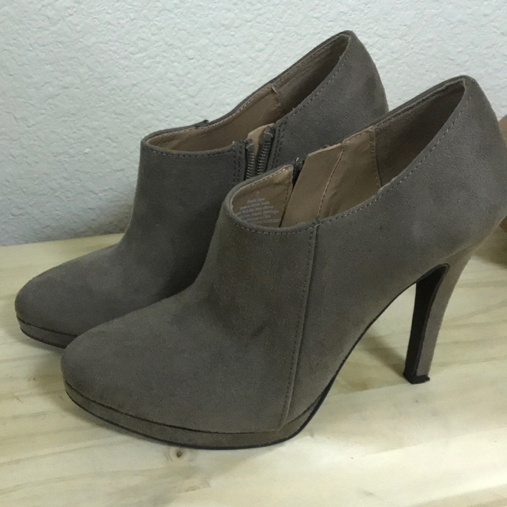 Brown high heel booties